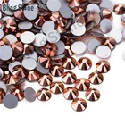 Круглые стразы для дизайна ногтей, стразы из розового золота с плоской задней поверхностью без горячей фиксации, круглые стразы для дизайна ногтей, размер SS3-SS10-SS30