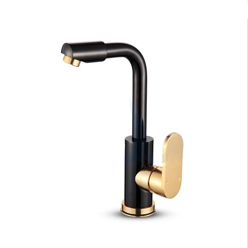 Black and Gold Космический алюминиевый смеситель для ванной комнаты 360 градусов вращающийся шарнир водная насадка кран для кухни холодной и горячей смесителя с одной ручкой - Цвет: Black and Gold