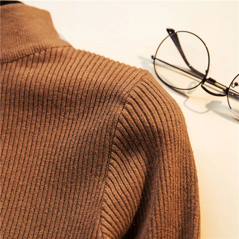 Winter Warm Basic Long Sleeve Lady's Sweater Turtleneck Pullover Knit Sweaters For Women Jumper Pull Femme Green Female Sweaters