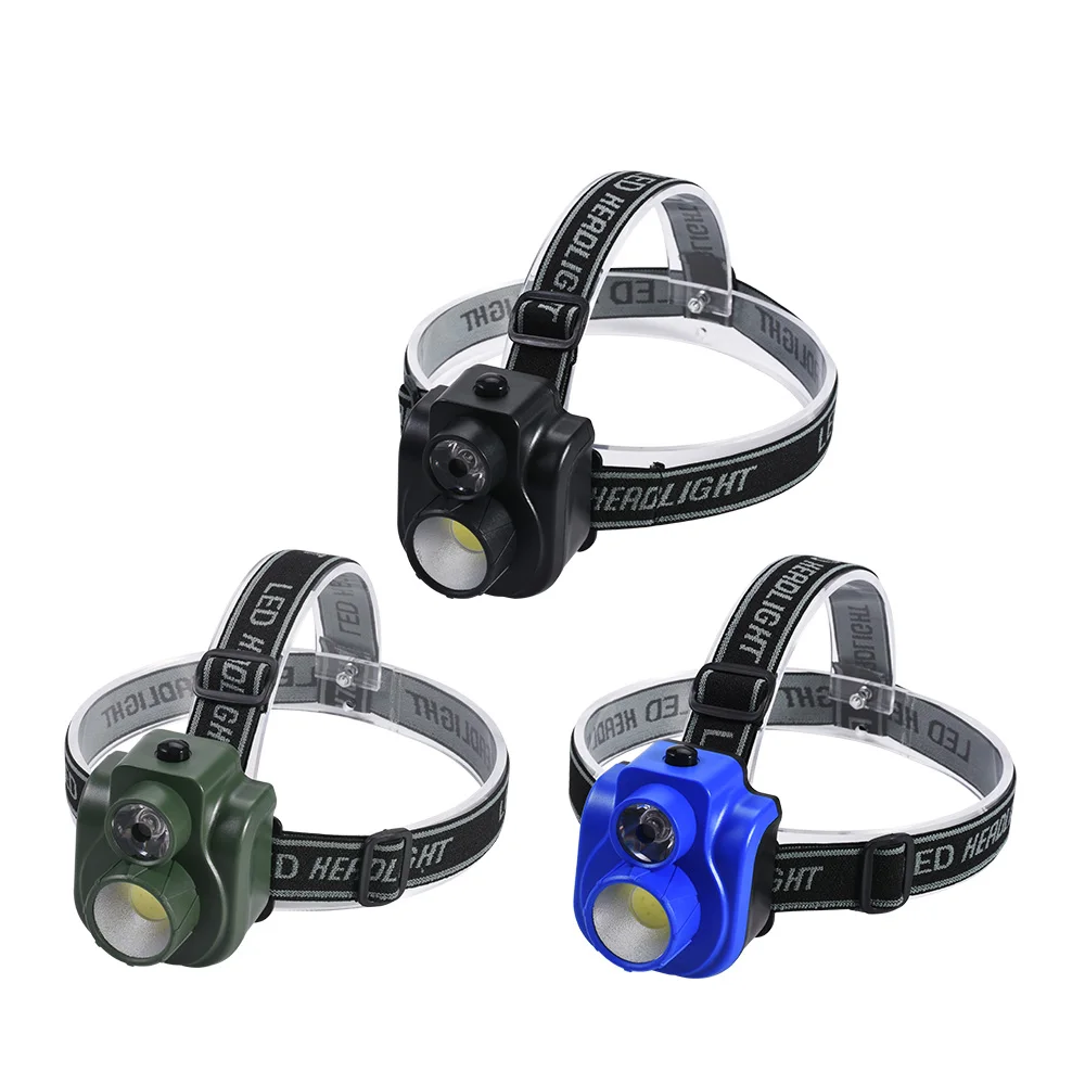 GIJOE led head light plastic cob headlamp 2019 new use 3*AA battery mini 2 bulbs by 1 switch waterproof camping | Освещение