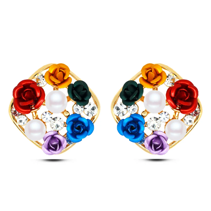 E138 корейский жемчужина цветок свадебные Серьги оптовая золото Цвет модные Для
