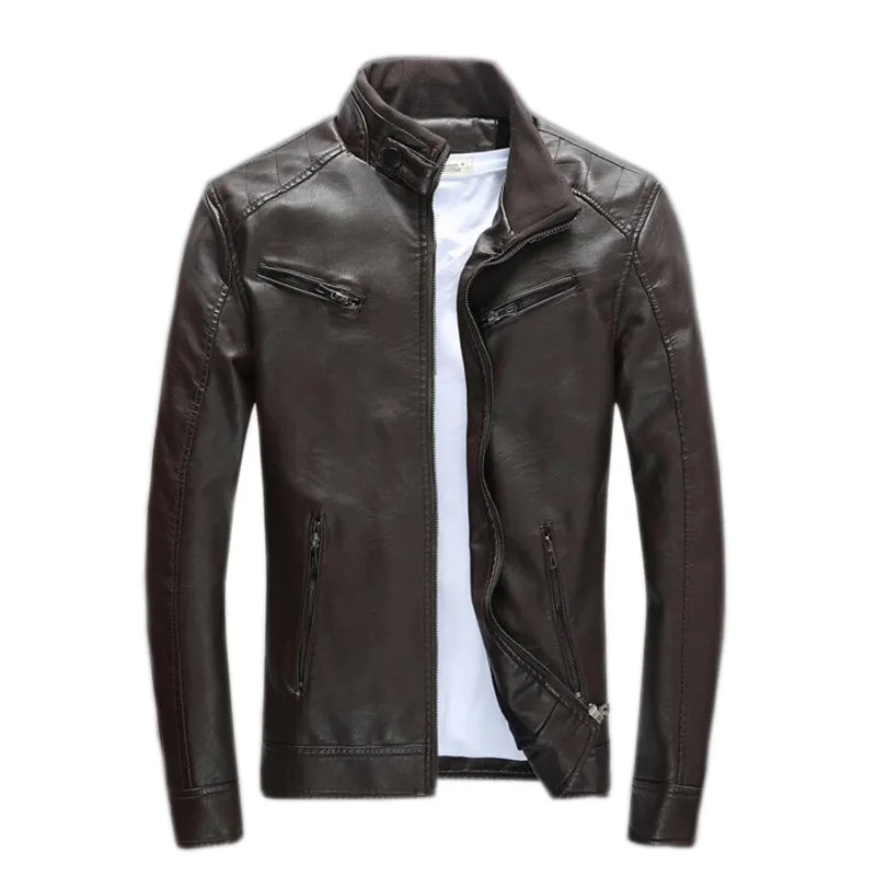Весенние мужские Модные Куртки из искусственной кожи 2019 мотоциклетные кожаные