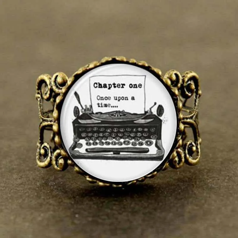 Новинка 2017 модная старая машинка для письма Винтажное кольцо Once Upon A Time ювелирное