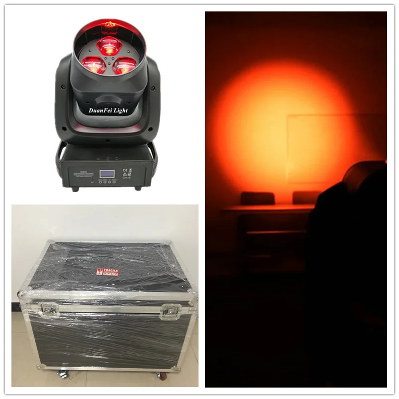 (Flightcase) 2 шт./лот Светодиодная лампа для вечеринки с зумом movinghead led beam 3x40 Вт rgbw