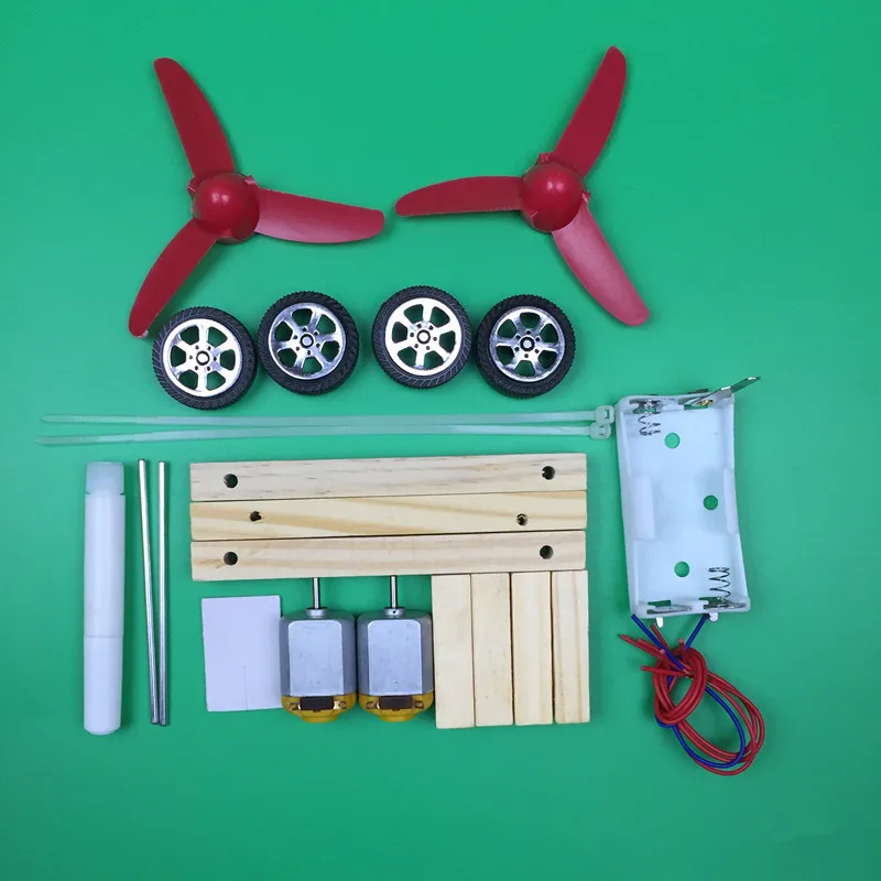 Happyxuan DIY электромобиль ветровой мощности Набор для деревянные детские игрушки образовательная наука, физика, эксперименты цепи детского сада Стволовые игрушки