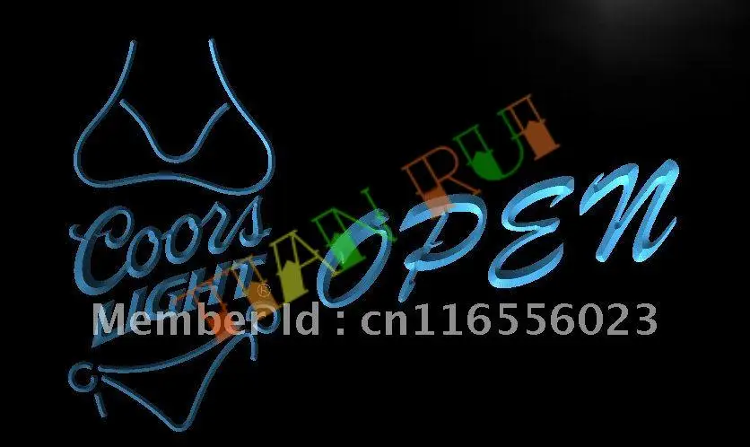 

LA050- Coors Light Bikini Beer OPEN Bar LED Neon Light Sign