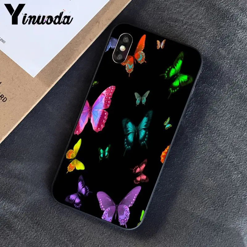 Yinuoda бабочка окрашенный чехол для телефона iPhone 6S 6plus 7 7plus 8 8Plus X Xs MAX 5 5S XR 11 pro max |