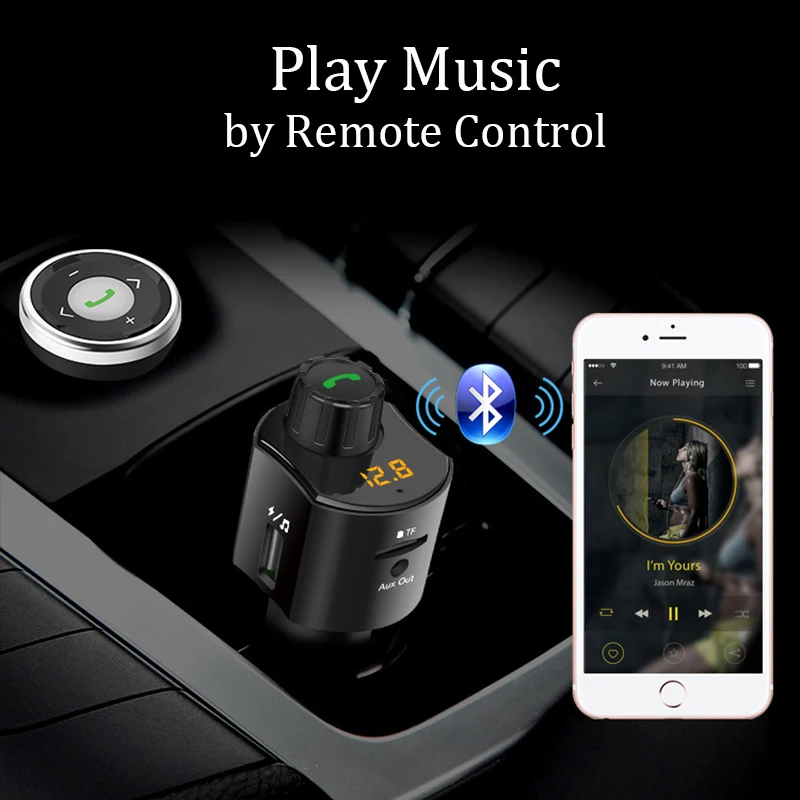 Rylybons FM передатчик Bluetooth Handsfree Car Kit TF USB fm Автомобильный MP3-плеер 3 5 мм AUX Hands Free Dual