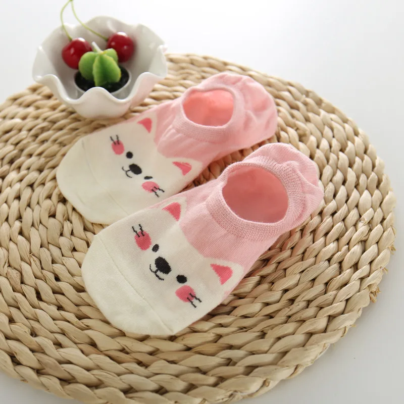 5 пара/лот женские короткие носки милые хлопковые для девочек незаметный носок с
