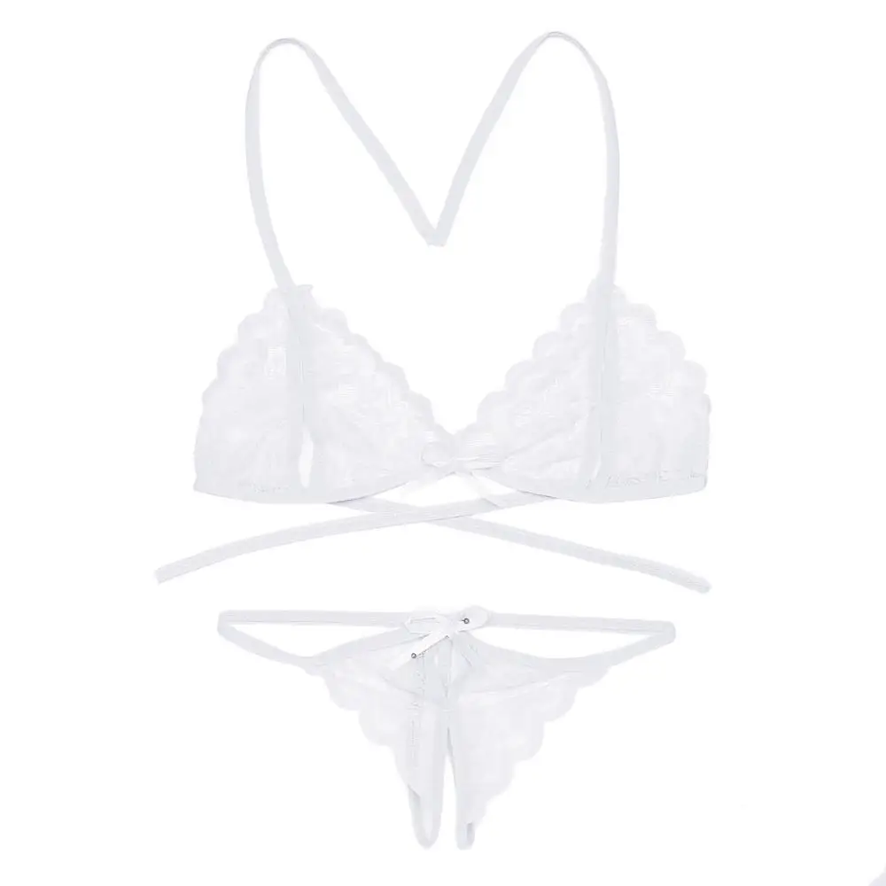 White Avidlove женские пикантные эротические костюмы нижнее белье; открытый бюстгальтер промежность порно кружевное Прозрачное нижнее белье Baby Doll белье Lenceria - Цвет: White