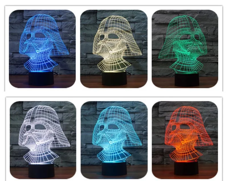 1 Звездные войны красочные 3D черный воин визуальный стерео огни светодиодный сенсорный выключатель света дать детям лучший подарок - Цвет: 1