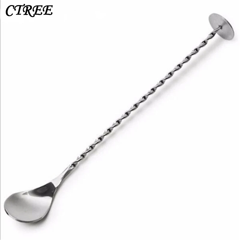

CTREE 1 Pcs Bar Spoon Stainless Steel Mixing Cocktail Spoon Swizzle Spiral Pattern Spoon Bar Tool Barware Bartender Tools C339