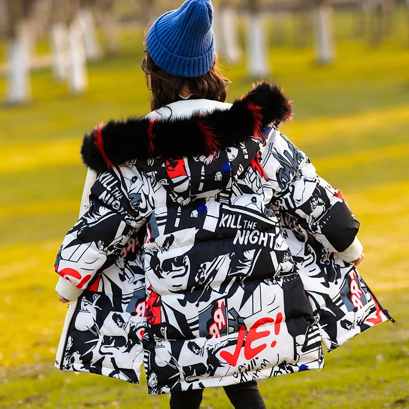 Коллекция 2019 года зимние пуховики для девочек парки Новая коллекция 1860 детская