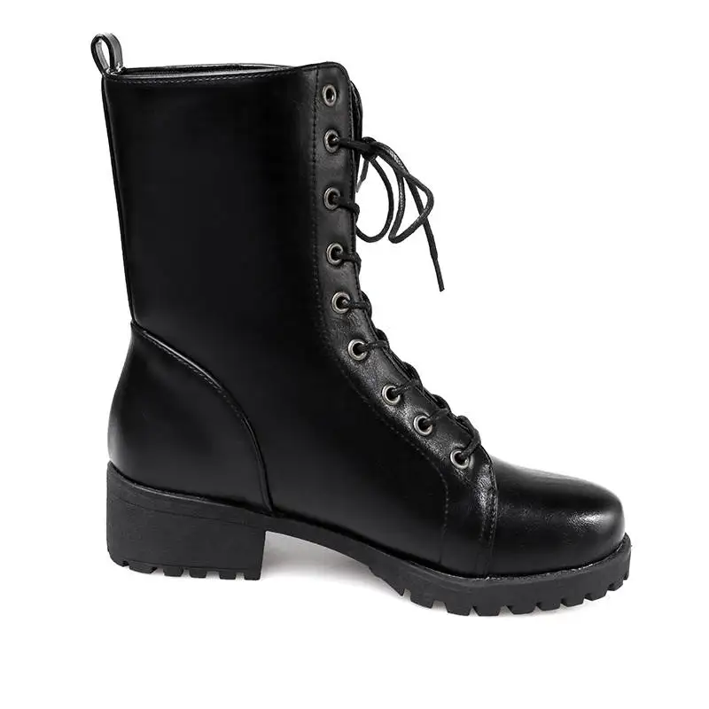 Женские ботильоны на шнурках MORAZORA Зимние удобные ботинки платформе для женщин 2020
