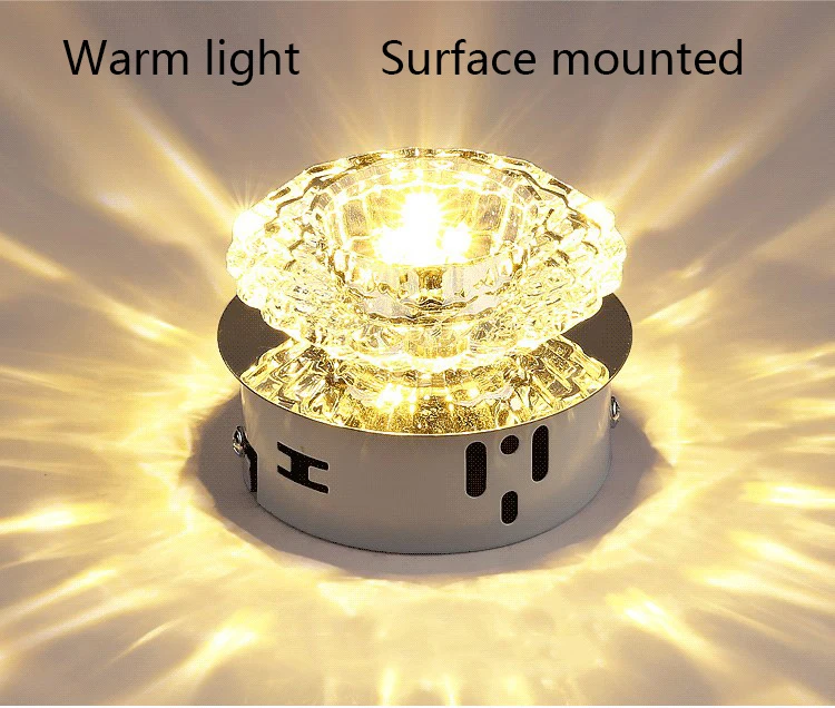 Warm Surface Потолочный светильник, Кристальный светодиодный потолочный светильник для гостиной, спальни, лампада, светодиодный светильник, плафон, 3 Вт, 5 Вт, цветной - Цвет корпуса: Warm Surface