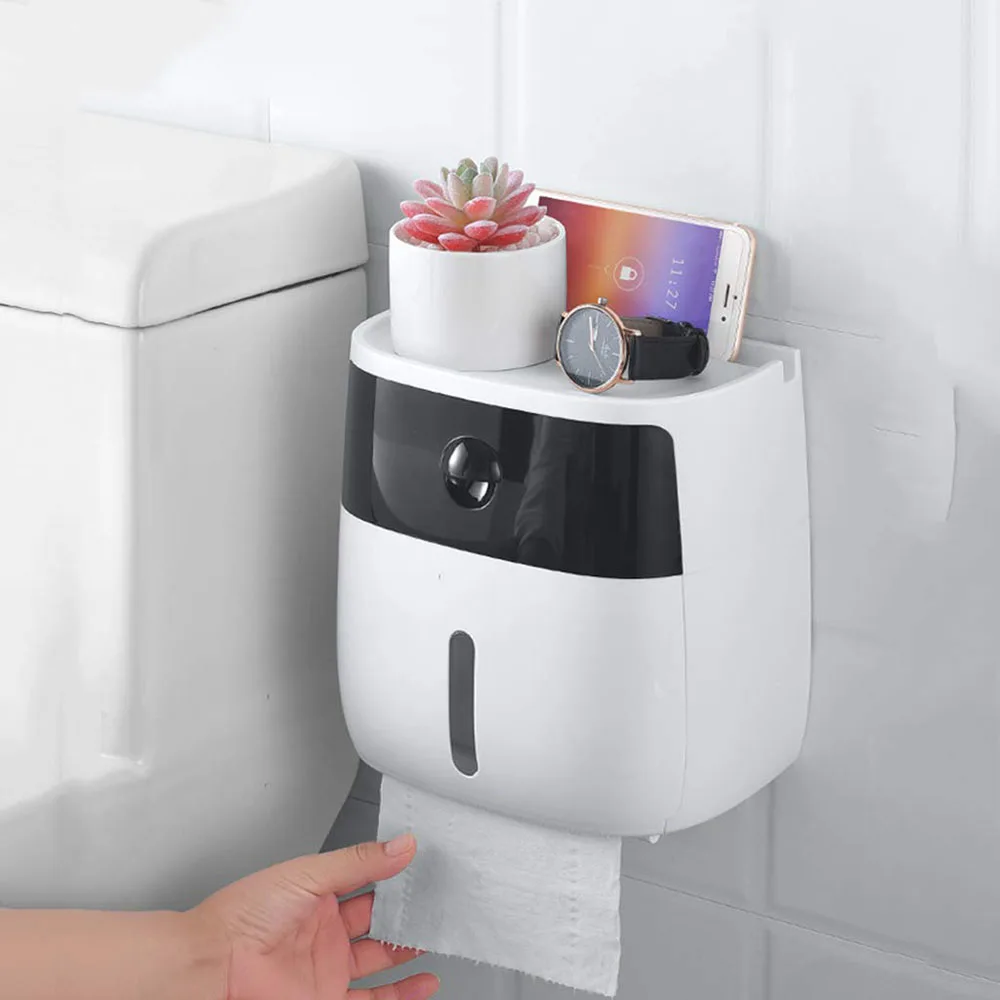 WC бумажный держатель для телефона с полкой для хранения коробка Ванная комната Туалетная рулонная бумага держатель настенное крепление пластиковая ванная комната