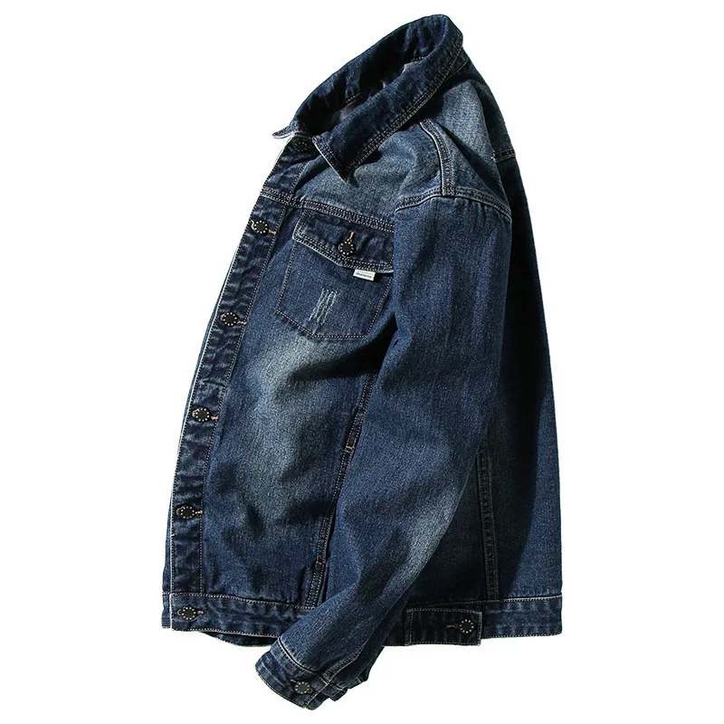 

2019 New Fashion Large size Denim jacket Men's tide brand Washed lapel Loose Denim Blue jacket More Size S-5XL 6XL 7XL