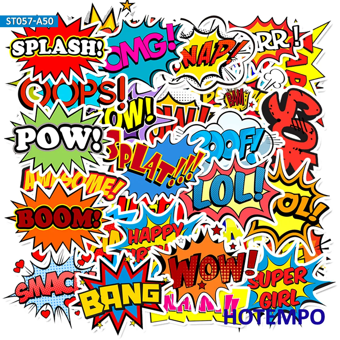 50 шт. BAM POW Wow Boom Bang OMG clouds от explosion стикер s для Мобильный телефон ноутбука багажный
