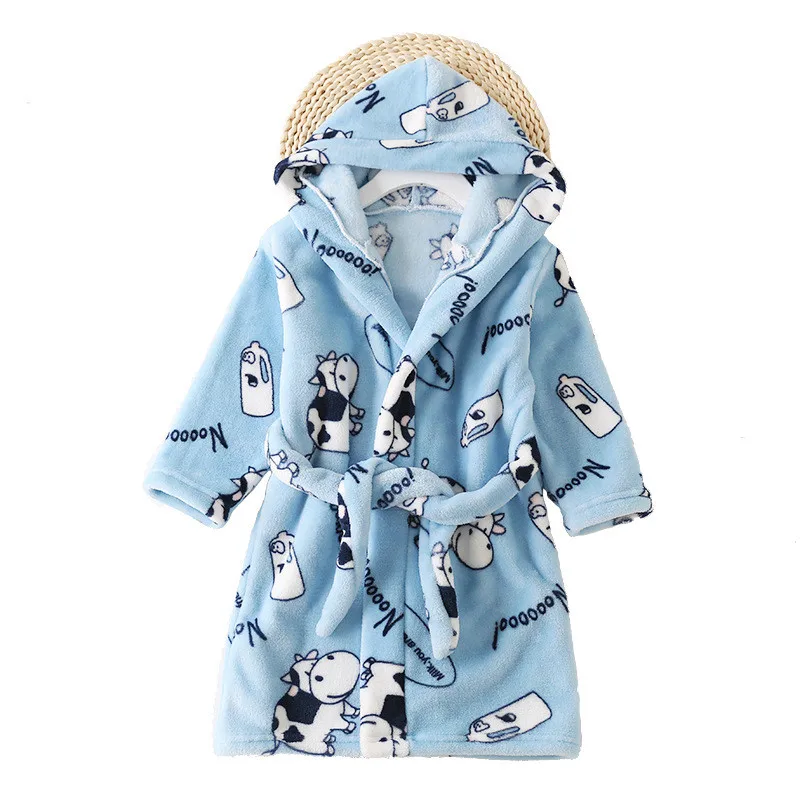 

Autumn Winter Baby infant Boys Sleepwear Homewear Kids bathrobes Nightgowns clothes Girls Flannel robes Children Hooded Pajamas