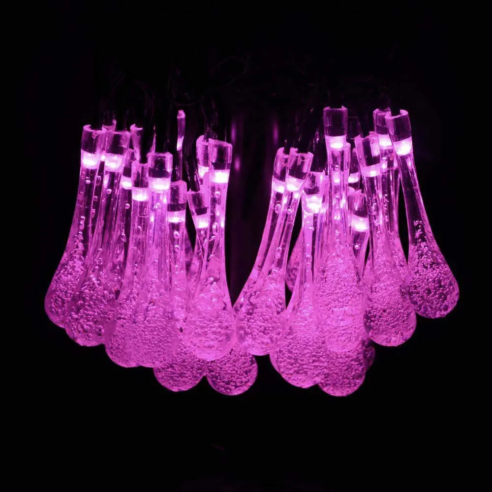 Pink 6 м 30 шт. светодиодный солнечный Сказочный светильник с капельками воды, наружная гирлянда, светодиодный фонарь для рождественской елки, сада, домашнего декора MYC - Испускаемый цвет: Pink
