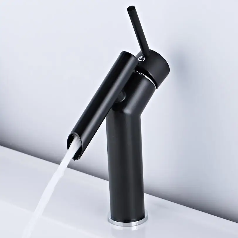 Смеситель для ванной комнаты Newater, кран для холодной и горячей латуни, смеситель для хромированной раковины, смеситель для воды с одной ручкой, латунный кран черного цвета - Цвет: Black