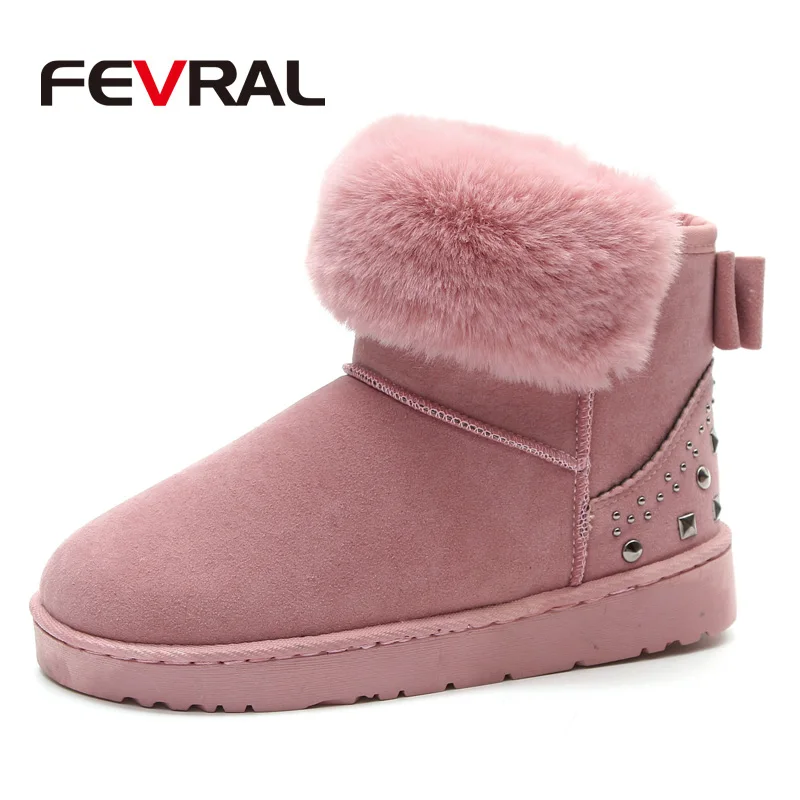 FEVRAL/Новинка года; сезон осень-зима; женские ботинки; Высококачественная однотонная женская обувь без застежки в европейском стиле; модные замшевые ботинки; - Цвет: Pink