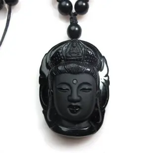

Natural Stone Black Obsidian Carved Buddha Shakyamuni Amulet Lucky Pendant Jewelry Chinese Handmade Gift