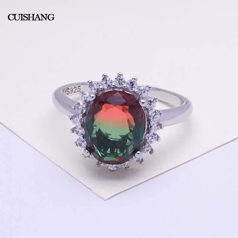 CSJ Винтаж многоцветный камень кольца стерлингового серебра 925 изысканное