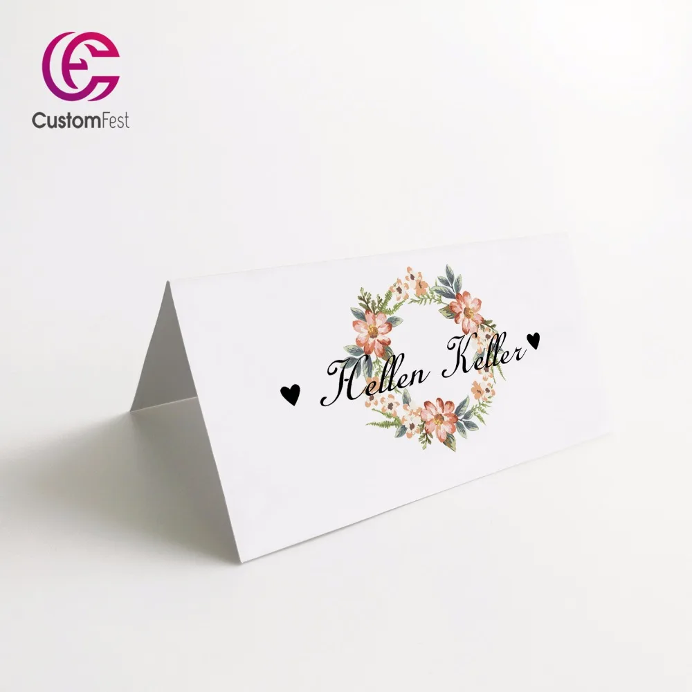 50 шт./лот Персонализированная визитница для вечерние НКИ и свадьбы Цветочная