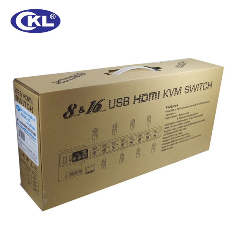 Автоматический переключатель KVM HDMI 8*1 8 в 1 с портами USB для систем видеонаблюдения