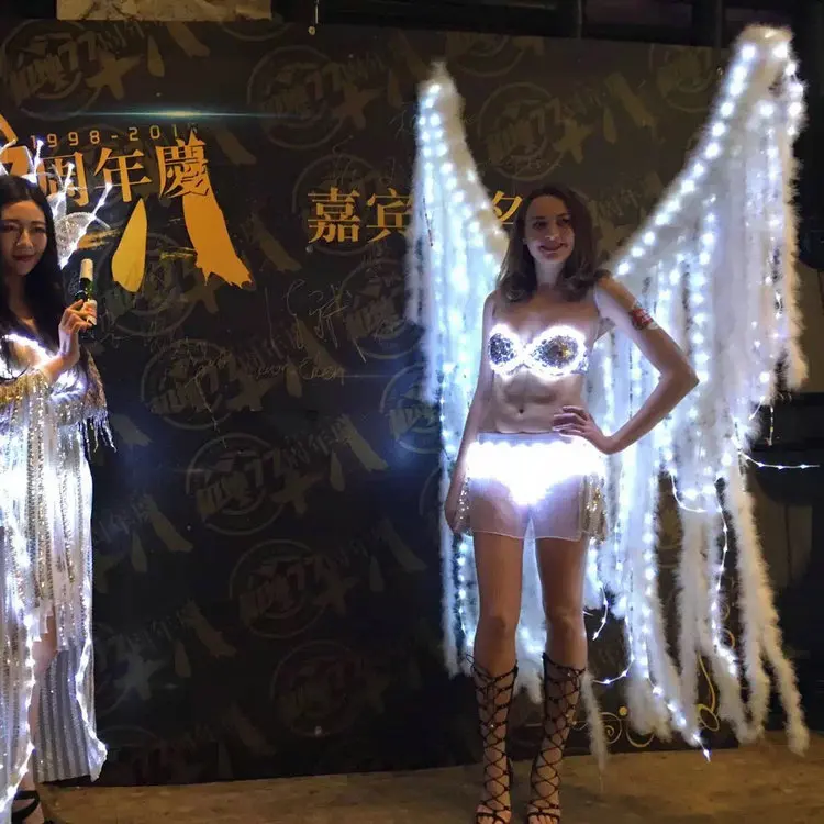 Модные женские светящиеся костюмы для бальных танцев со светодиодной