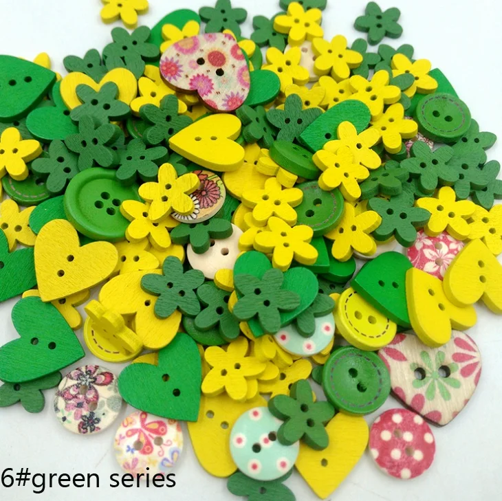 Деревянные пуговицы смешанного размера с 2 отверстиями для подарочной коробки