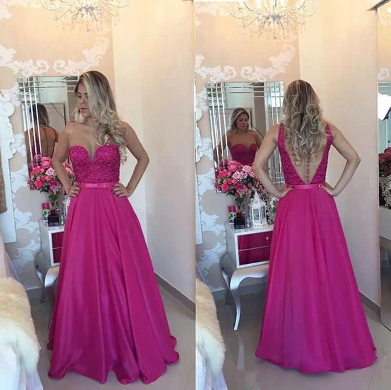 

Sexy Scoop Spaghetti Strap Evening Dresses A-Line Beading Appliques Lace Sashes Formal Party Evening Gowns