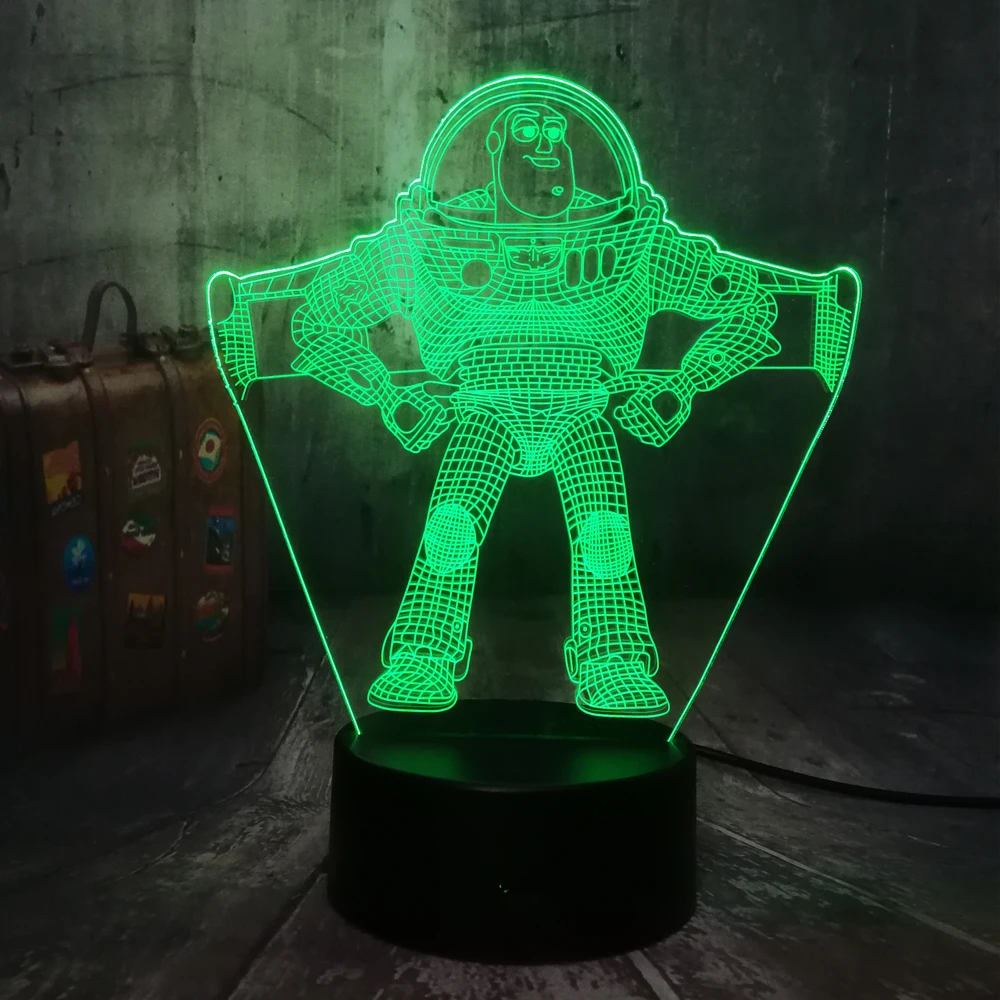 Новый светильник Buzz Toy Story 3D светодиодный ночник настольная лампа RGB 7 цветов