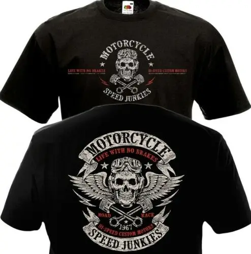 

Short Sleeve Tshirts T-shirt MOTORCYCLE SPEED Biker Chopper Double Side