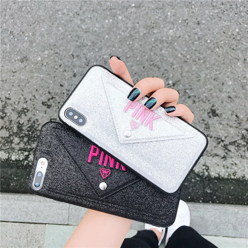 Популярный Роскошный Розовый брендовый милый кожаный чехол бумажник с вышивкой