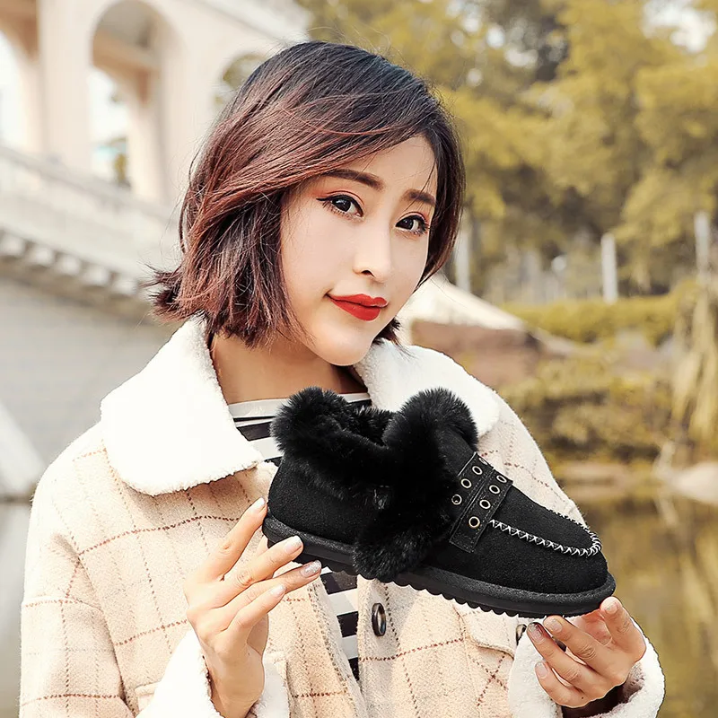 Botas mujer/Женская обувь; женские теплые зимние ботинки; модные брендовые Женские повседневные ботильоны из натуральной кожи на меху; Цвет Черный