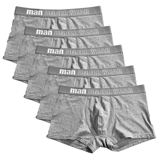 Light Gray 5pcs 5 шт., хлопковое Мужское нижнее белье, боксеры с буквенным принтом, мужские трусы-боксеры, мужские трусы-боксеры - Цвет: Light Gray 5pcs