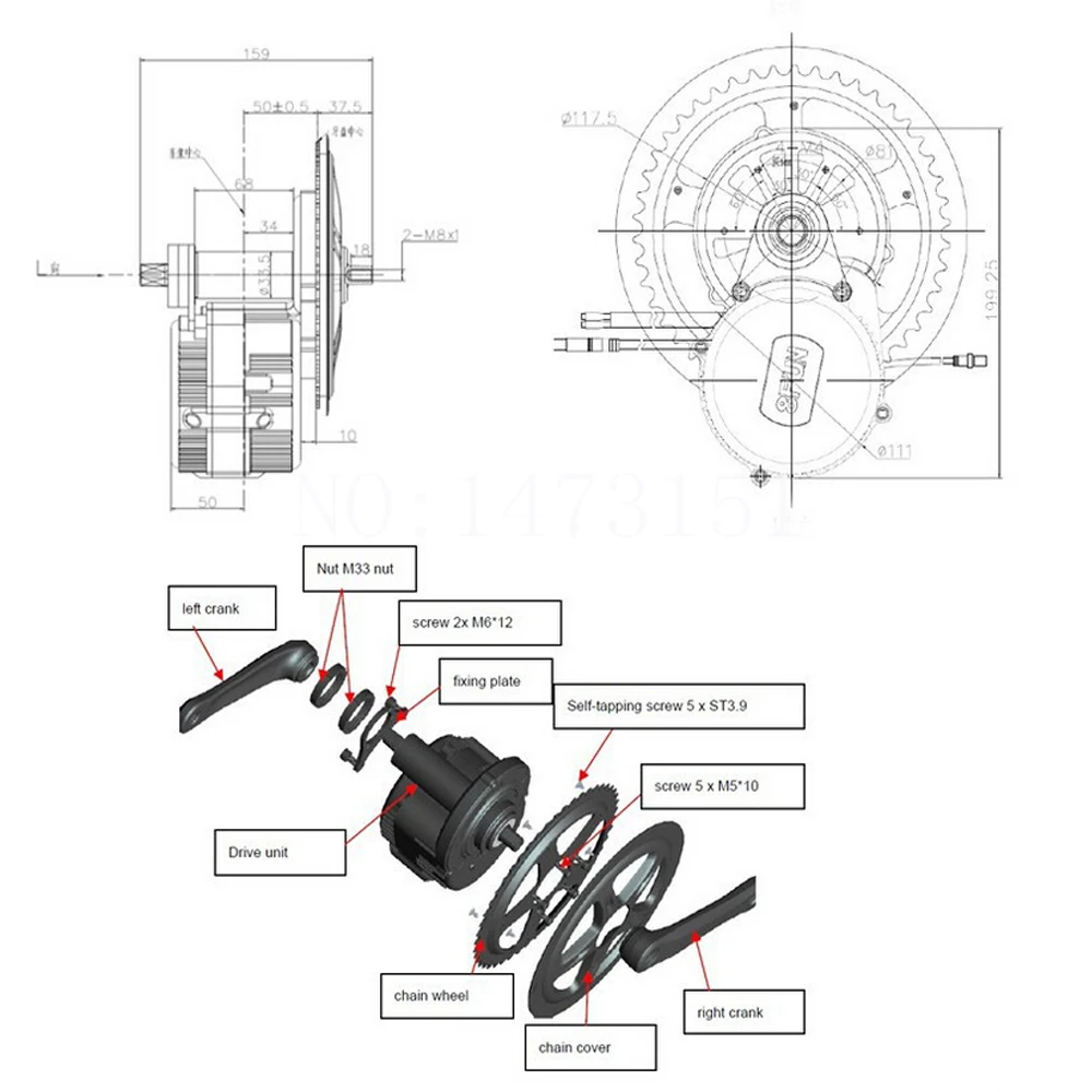 BBS02 Bafang/8fun 48V 750W Средний привод электродвигателя Наборы конфигурация 48V 17Ah литий-ионный аккумулятор вниз трубки, фара для электровелосипеда в Батарея