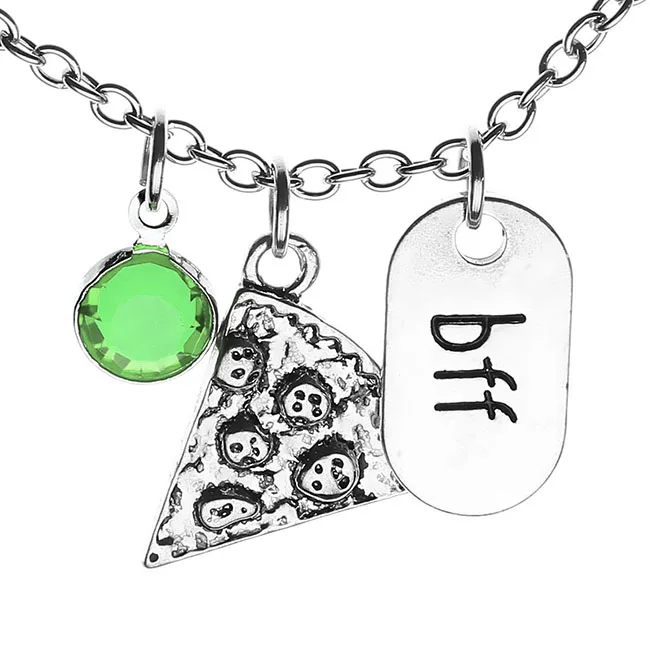 Green Crystal 6pc Ayliss, 6 шт., подвеска в комплекте из сплава с кусочками пиццы, красочная подвеска в форме шарика, подвеска с подвеской bff Friend Forever friendly, ожерелье, ожерелье для пиццы - Окраска металла: Green Crystal 6pc