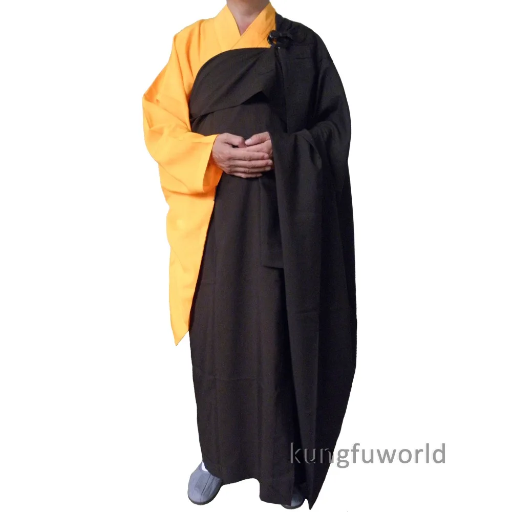Черный цвет кеза буддийский халат шаолин монах платье кунг фу костюм