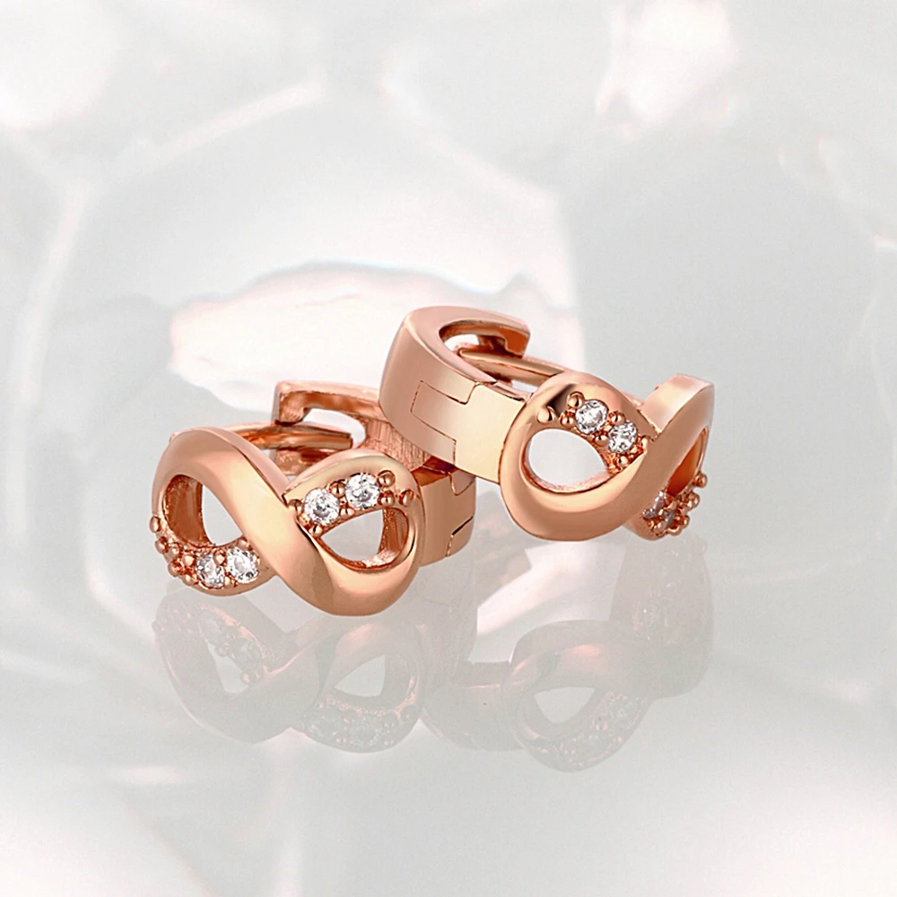 Kinitial Paved Infinity Eight Earring Knot Twisted Huggie Round Hoop Cubic Zirconia Earrings Tiny Gold Women's Piercing | Украшения и
