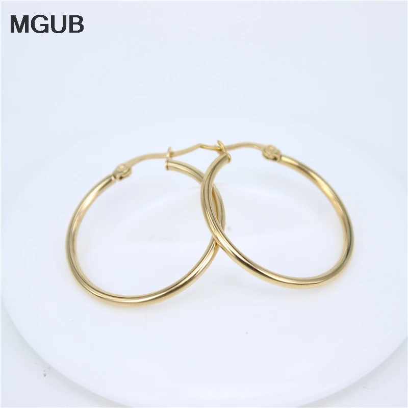 MGUB серебряные color15mm-100mm ювелирные изделия из нержавеющей стали серьги изысканные простые женские дикие серьги средний и маленький выбор LH194
