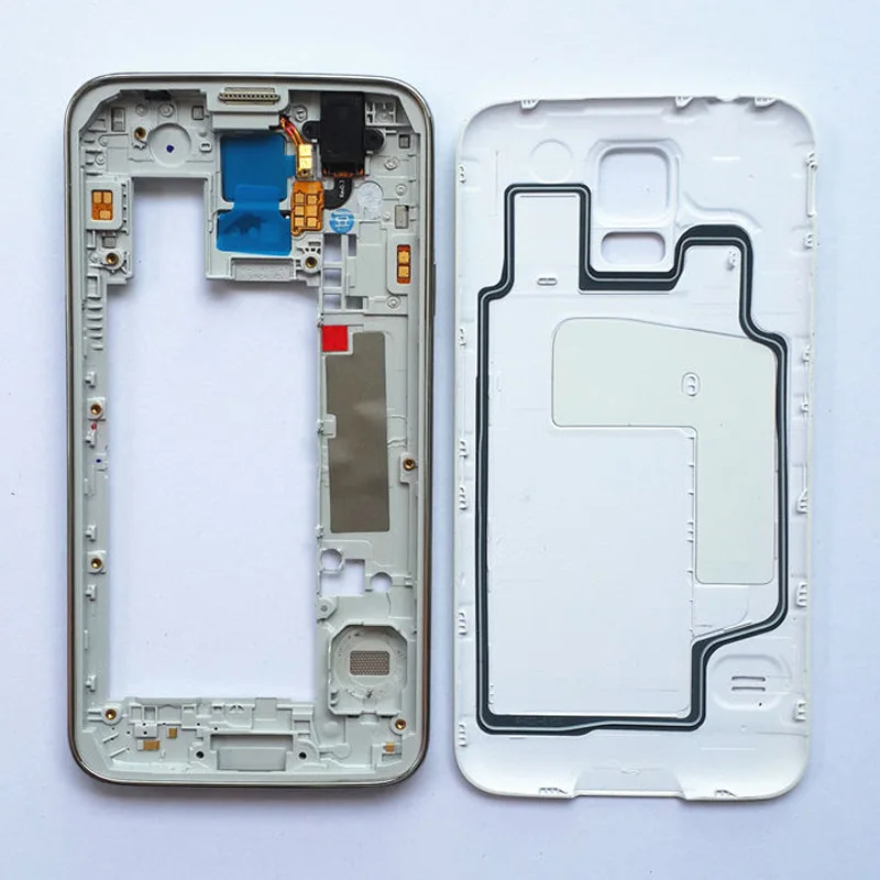 Оригинальная средняя рамка пластина+ Крышка корпуса батареи для samsung Galaxy S5 G900F G900H G900 i9600 чехол запасные части