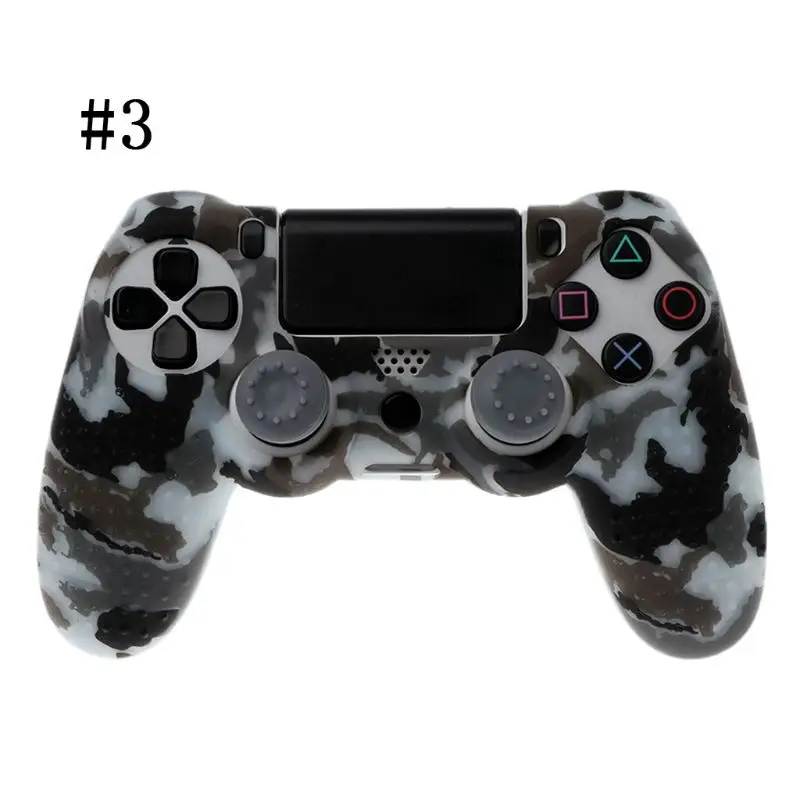 Color 3 Силиконовый камуфляжный чехол для sony Dualshock PS4 DS4 Slim Pro с контроллером, защитная пленка+ колпачки для джойстика для Play station 4 - Цвет: Color 3