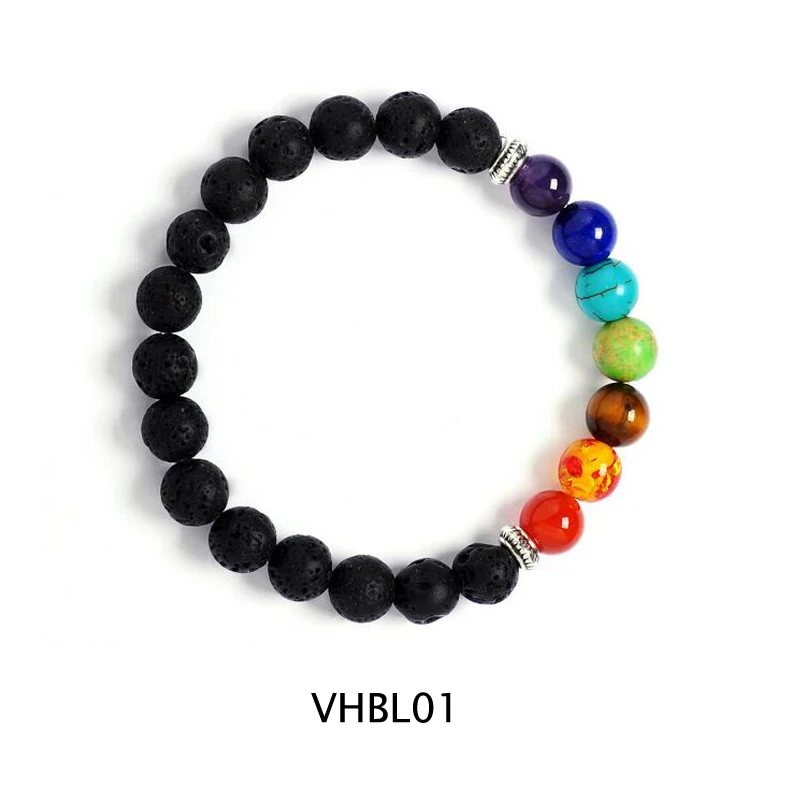 VHBL01 Vicky-домашнее ювелирное изделие с эфирным маслом чакра Лава браслет с глиной 6 мм-8 мм круглый аромашарик браслет духи браслет - Окраска металла: VHBL01