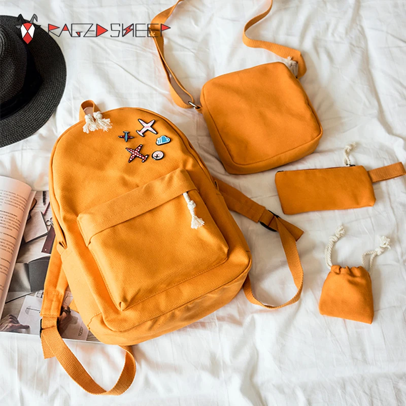 4 шт./компл. женские холщовые рюкзаки в Корейском стиле|schoolbags for teenagers girls|schoolbags