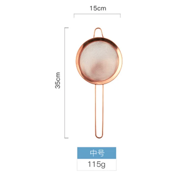 Medium rose gold Практичный сетчатый фильтр для масла из нержавеющей стали, сито для просеивания золотистой муки, дуршлаги, фильтр для муки, кухонные инструменты для приготовления пищи, 1 шт - Цвет: Medium rose gold
