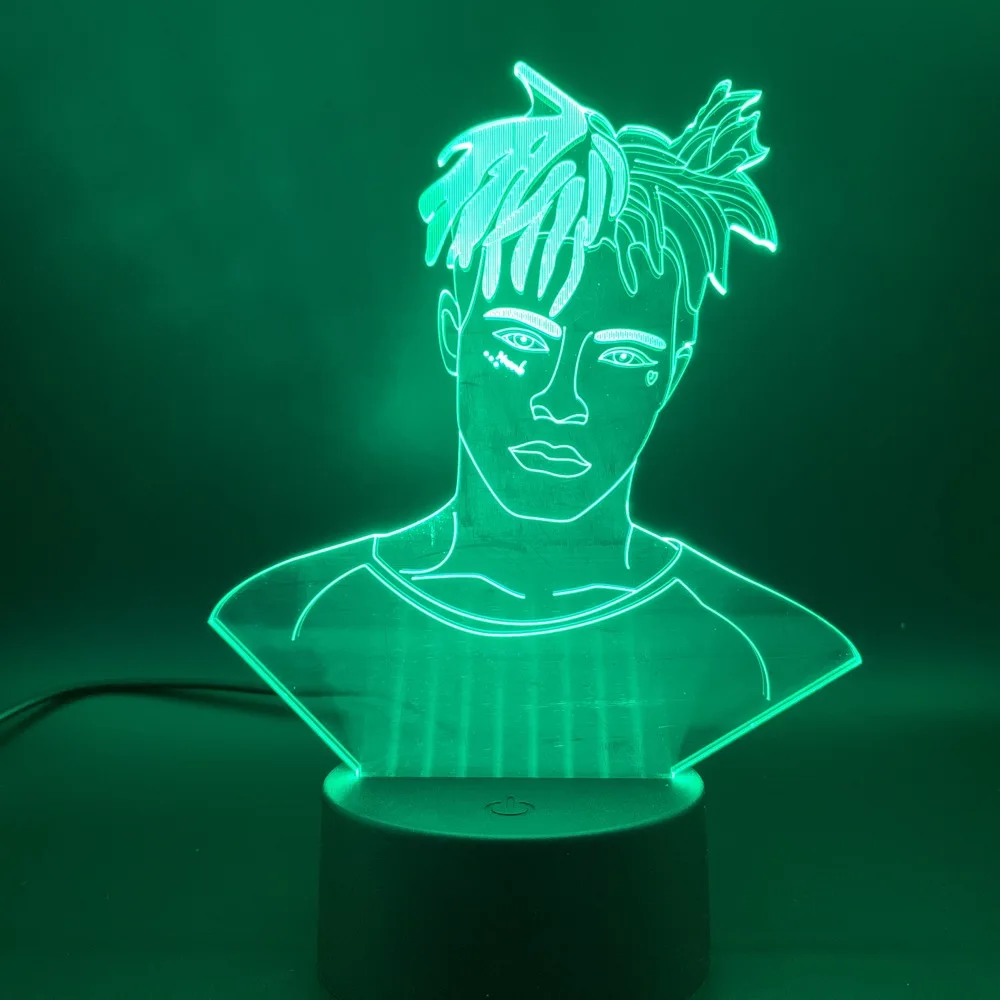 3d светодиодный Ночной светильник, певица XXXTentacion, фигурка, ночной Светильник для детской комнаты, декоративный светильник Jahseh Dwayne Onfroy, лампа 3D