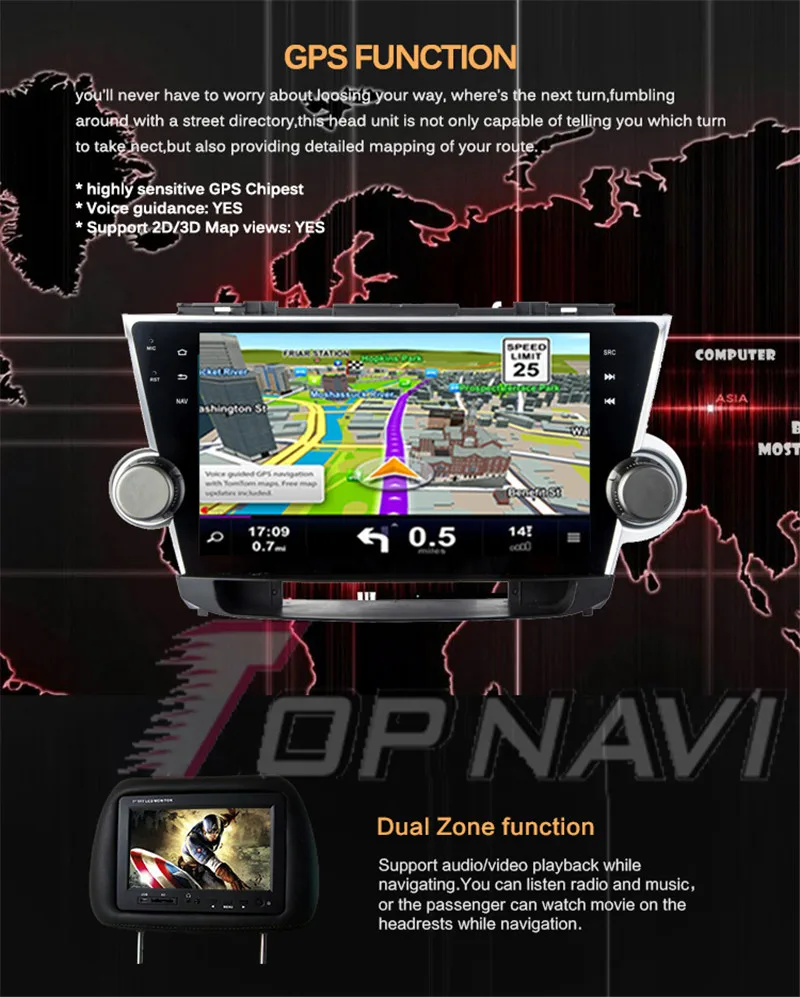 1 din Авторадио 10,1 дюймов Android 8,1 для Toyota Highlander 2008 2009 2010 2011 2012 2013 Автомобильный gps мультимедийный стерео без DVD